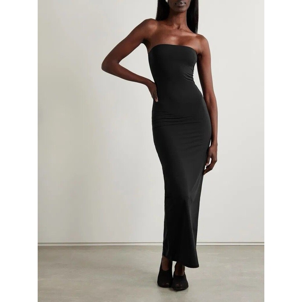 SKIMS Sz Medium Black Onyx Fits Everybody Tube Dress Maxi Bodycon
